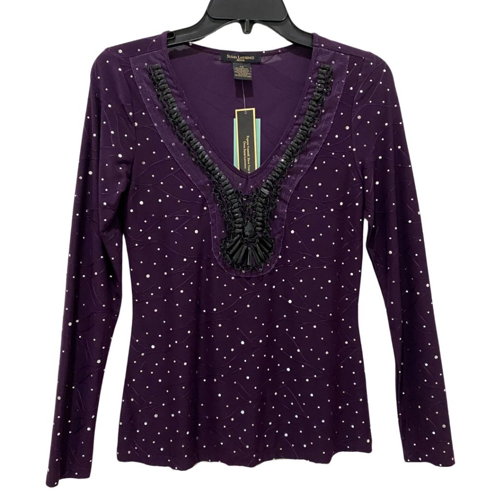 Susan Lawrence Petite Stretch Top Long Sleeve Size S